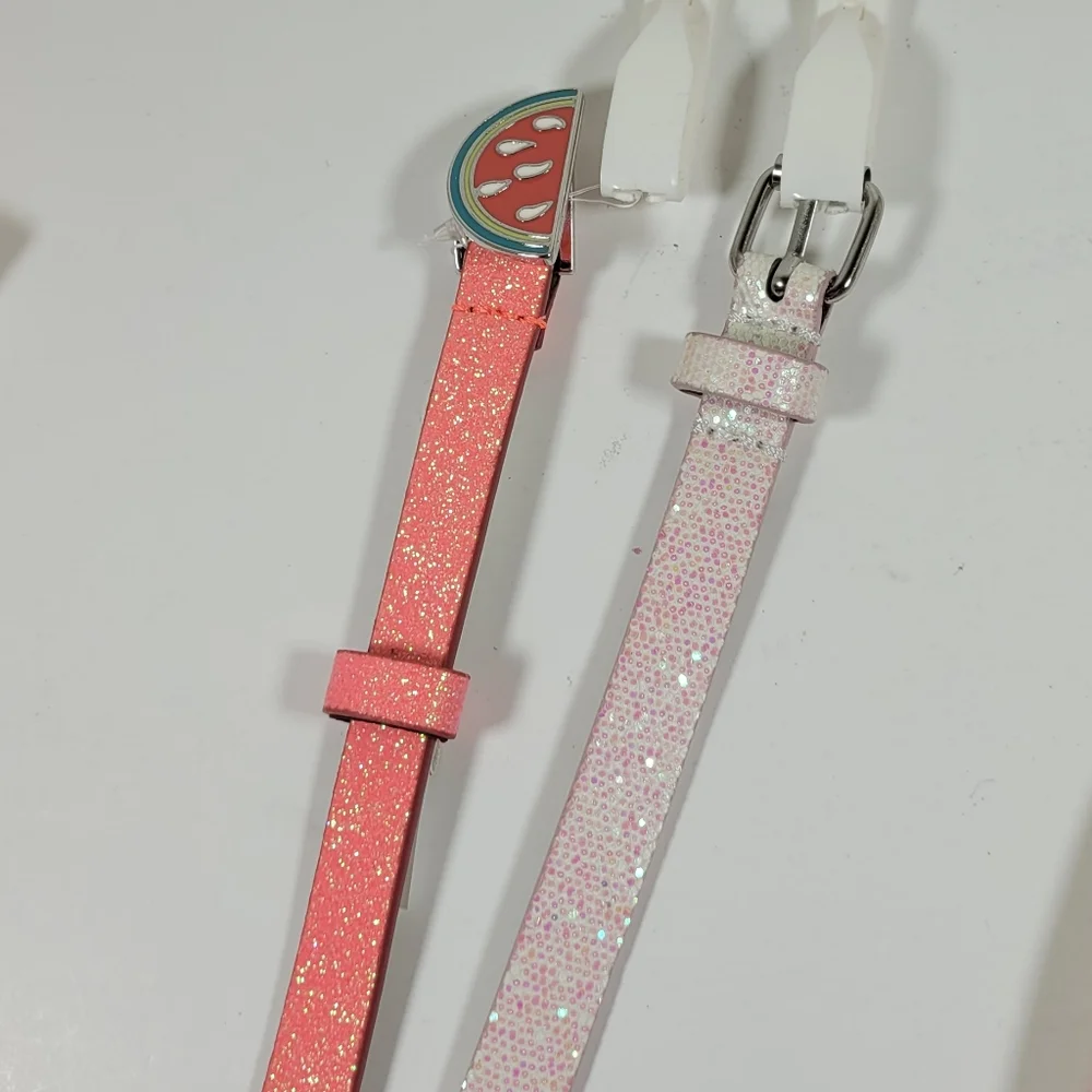Cat & Jack Girls Belts Lot (Includes 2 sets, 4 belts total) 2 White & 2 Pink